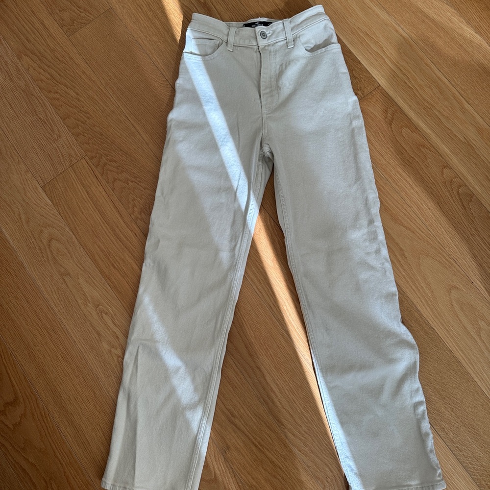 Ultra High-Rise Beige Dad Jeans